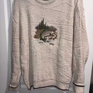 Men's Cream Sweater with Embroidered Design